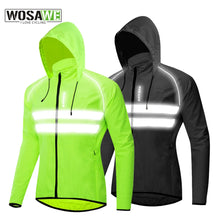 Load image into Gallery viewer, Safety Wear: WOSAWE Windproof Cycling Jackets Hooded Men Riding Waterproof Cycle Clothing Bike Long Sleeve Jerseys Reflective Vest Wind Coat
