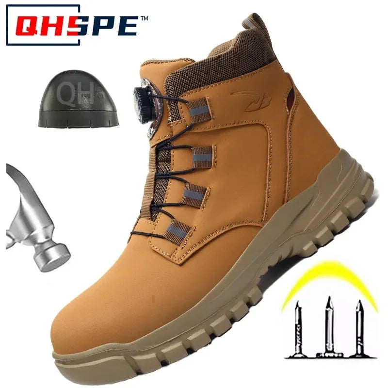 Boots: Waterproof Safety Boots. Indestructible Steel Toe. Anti-smash. Stab-resistant. Button Release..  (See Images for Size conversions)