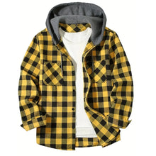 Load image into Gallery viewer, Coats / Jackets: Classic Plaid Flannel Button Down. Hooded. Long Sleeved. Double Pockets. Spring / Autumn
