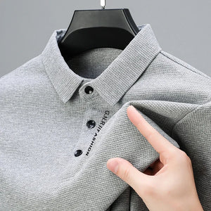 Shirts:  POLO Shirt. Waffle Texture. Long Sleeved. Printed Lapel .