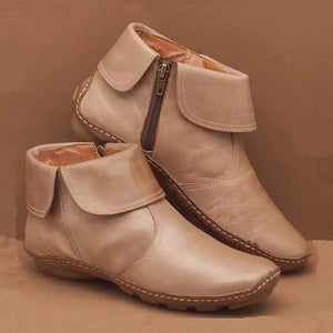 Boots: Ladies Ankle Style. Leather with Side Zipper.