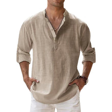 Cargar imagen en el visor de la galería, New Cotton Linen Shirts for Men Casual Shirts Lightweight Long Sleeve Henley Beach Shirts Hawaiian T Shirts for Men
