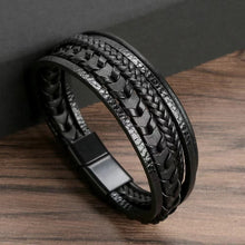 Load image into Gallery viewer, Wristwear: 1pc Leather Bracelet. Multi-layered, Vintage. Braided . Magnetic Buckle
