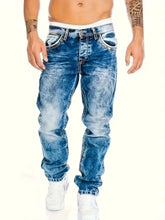 Load image into Gallery viewer, Pants: European American Jeans Men's Autumn New Slim Elastic Trousers Fashionable Vintage Wash Denim Pants Male Streetwear
