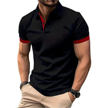 Load image into Gallery viewer, Shirts: Polo. Short Sleeve. Casual.. Slim Fit.. Color Blocking. England Style Streetwear.
