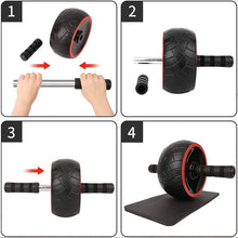將圖片載入圖庫檢視器 Ab Wheel Roller Strength Training Fitness Equipment Home Gym Exerciser Workouts Abdominal Muscle Trainer
