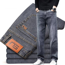 Load image into Gallery viewer, Pants: Loose Straight Jeans. Slim Fit Denim. Dark Gray Trousers,
