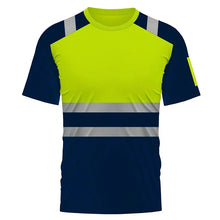 Load image into Gallery viewer, Safety Wear: Striped Solid Plain T-shirt. Workwear. Round Neck. Short Sleeves. International Sizes.
