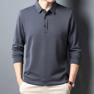 Shirts:  POLO Shirt. Waffle Texture. Long Sleeved. Printed Lapel .