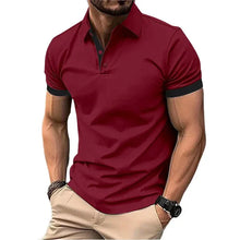 Load image into Gallery viewer, Shirts: Polo. Short Sleeve. Casual.. Slim Fit.. Color Blocking. England Style Streetwear.
