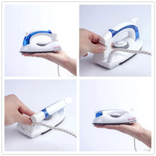 Load image into Gallery viewer, Gadget: by Kimei. Steam Iron. Portable Compact Size. Electric Baseplate. Foldable Handle. 3 Settings. Quick and Easy.
