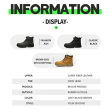 Load image into Gallery viewer, Boots: Waterproof Safety Boots. Indestructible Steel Toe. Anti-smash. Stab-resistant. Button Release..  (See Images for Size conversions)
