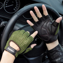 Load image into Gallery viewer, Gloves; Leather Mesh. Fingerless. Driving Comfort.
