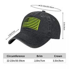 Load image into Gallery viewer, Head Gear: American Flag Design. Reflective Safety Green. Baseball Cap.
