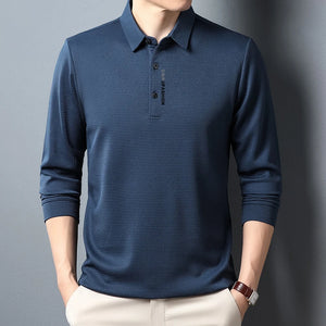 Shirts:  POLO Shirt. Waffle Texture. Long Sleeved. Printed Lapel .