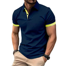 Load image into Gallery viewer, Shirts: Polo. Short Sleeve. Casual.. Slim Fit.. Color Blocking. England Style Streetwear.
