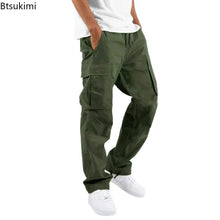 Load image into Gallery viewer, Pants: Cargo Pants. Full Length. Solid Colors. Loose Multi-pocket. Drawstring.
