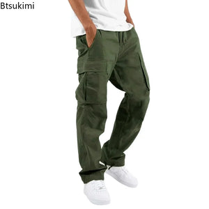 Pants: Cargo Pants. Full Length. Solid Colors. Loose Multi-pocket. Drawstring.