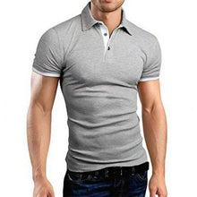 Load image into Gallery viewer, Shirts: Polo. Short Sleeve. Casual.. Slim Fit.. Color Blocking. England Style Streetwear.
