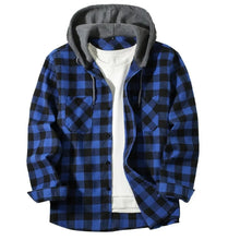 Load image into Gallery viewer, Coats / Jackets: Classic Plaid Flannel Button Down. Hooded. Long Sleeved. Double Pockets. Spring / Autumn
