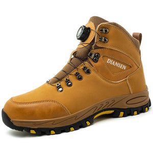 Boots:  Leather Safety Boots. Button Release. Waterproof. Indestructible. Steel Toe. Kevlar Midsole. Anti-puncture.  (See Images for Size conversions)