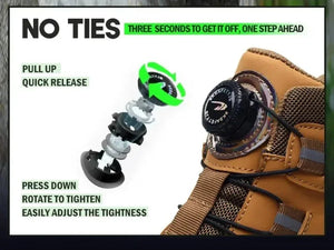 Boots: Waterproof Safety Boots. Indestructible Steel Toe. Anti-smash. Stab-resistant. Button Release..  (See Images for Size conversions)