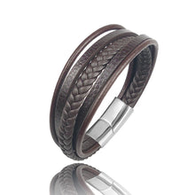Load image into Gallery viewer, Wristwear:  Braided Leather Men Bracelet Classic Hand-woven Magnetic Buckle Multi-layer Leather Bracelet For Men Jewelry Gift
