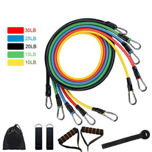 Load image into Gallery viewer, Fitness: by LOOGDEEL: Resistance Band Set. 11 PCS. Body Training.  Latex Tubes.
