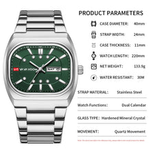 將圖片載入圖庫檢視器 Watches: 40mm Square Analog Face. Diving Series. Clock Black Stainless Steel. Quartz Movement,
