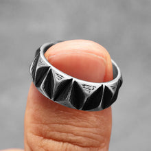 Load image into Gallery viewer, Wristwear/ WRings: Minimalism Ring.  RockRetroPunk Geometric Cut. Stainless Steel.

