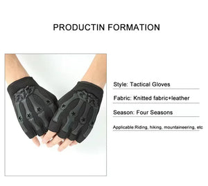 Gloves: Non-slip. Half Fingered. Velcro Wrist Strap