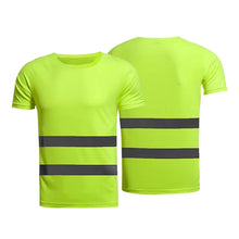 Load image into Gallery viewer, Safety Wear: Striped Solid Plain T-shirt. Workwear. Round Neck. Short Sleeves. International Sizes.
