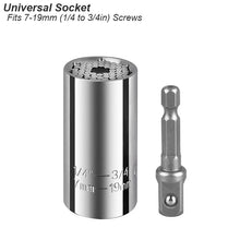 Load image into Gallery viewer, Gadgets / Tools: Universal Socket Wrench Adapter. Adjustable Head. 7-19mm ((Power Drill  NOT included))
