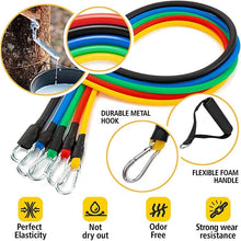 Load image into Gallery viewer, Fitness: Pull Rope, Resistance Bands. 11pcs/Set. Portable. Ankle Strap, Chest Expander, Elastic
