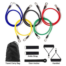 Load image into Gallery viewer, Fitness: Pull Rope, Resistance Bands. 11pcs/Set. Portable. Ankle Strap, Chest Expander, Elastic
