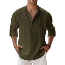 Cargar imagen en el visor de la galería, New Cotton Linen Shirts for Men Casual Shirts Lightweight Long Sleeve Henley Beach Shirts Hawaiian T Shirts for Men
