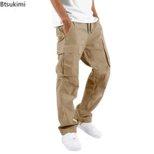 Load image into Gallery viewer, Pants: Cargo Pants. Full Length. Solid Colors. Loose Multi-pocket. Drawstring.
