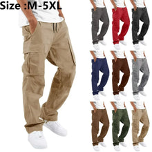 Load image into Gallery viewer, Pants: Cargo Pants. Full Length. Solid Colors. Loose Multi-pocket. Drawstring.
