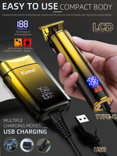 Load image into Gallery viewer, Grooming: KEMEI 2-in-1 Electric Hair Trimmer. Professional Foil Styling. Haircut, Beard, Trimmer with LCD Display.
