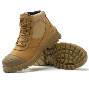 Boots: Steel Toe Safety Shoes. Genuine Leather. High ankle with zip