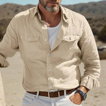Cargar imagen en el visor de la galería, Shirts: Linen Shirt Business Gentleman Denim.. Various Colors
