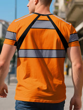Cargar imagen en el visor de la galería, Safety Wear: Quick Dry T-shirt. High Reflectivity. Stripe Mesh. Short Sleeve. Also a  good workout shirt.
