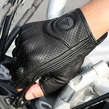 Load image into Gallery viewer, Gloves: Half Finger Driving Gloves. Breathable Leather.  Training, Fitness, Motorcycle and more...
