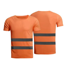 Load image into Gallery viewer, Safety Wear: Striped Solid Plain T-shirt. Workwear. Round Neck. Short Sleeves. International Sizes.
