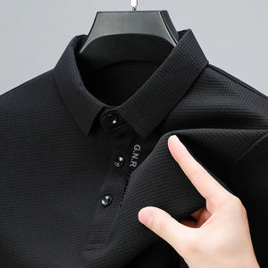 Shirts:  POLO Shirt. Waffle Texture. Long Sleeved. Printed Lapel .