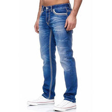 Load image into Gallery viewer, Pants: Jeans. Black and Light Blue. Straight Leg. High Quality Street and Workwear.
