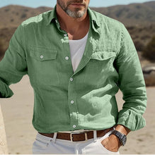 Cargar imagen en el visor de la galería, Shirts: Linen Shirt Business Gentleman Denim.. Various Colors
