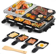 Load image into Gallery viewer, Gadgets: Electric Grill, 2-in-1 Nonstick Plate &amp; Stone with Cheese Pans, Adjustable Temperature 1300W.
