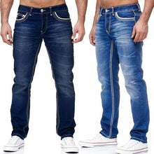 Load image into Gallery viewer, Pants: Jeans. Black and Light Blue. Straight Leg. High Quality Street and Workwear.
