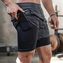 Cargar imagen en el visor de la galería, Fitness: Athletic Shorts. Quick Dry. Compression Underlining. Pocket for keys or phone.
